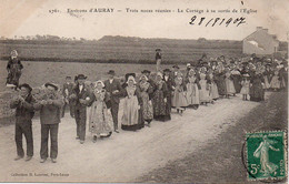 Cpa Environs D'Auray-3 Noces Réunies-le Cortège à Sa Sortie De L'église. - Auray