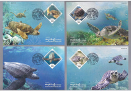 Sud Corea South Korea (2021) Protected Marine Species / Marine Life (sea Turtles) - 4 Maxicard / Maximum Cards - Maritiem Leven