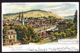 1902 Gelaufene Steinmann Litho: Blick Von Der Hochwacht, Winterthur. Nr. 2214. Rückseitig Leicht Fleckig. Verlag - Laufen-Uhwiesen 