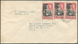 British Honduras 1937 Belize Commercial Air Mail Cover Franked KGVI 2c Chicle X 3 Lettre Brief > USA - British Honduras (...-1970)