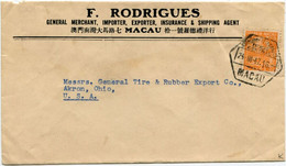 Chine China Macau 1945 Padroes Lithographed Locally At Sin Chun & Cia Lda 20avos. Cover From Macao 24.03.47 To The USA. - Covers & Documents