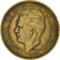 Monnaie, Monaco, Rainier III, 50 Francs, Cinquante, 1950, TTB, Aluminum-Bronze - 1949-1956 Old Francs