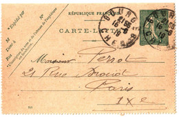 BOURGES Cher Carte Lettre 15c Semeuse Lignée Millésime 846 Ob 16 6 1919 Storch B7 Yv 130 - Cartes-lettres