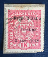 1918 - Regno D' Italia Alto Adige - Francobollo D'Austria Soprastampato - 1K - A1 - Trento