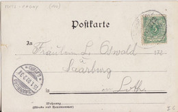 CP (Indigénes Du Dahomey) Obl. Ambulant Metz - Pagny Zug 972 (T 170) Le 14/1/00 Sur TP Reich 5pf Pour Sarrebourg - Other & Unclassified