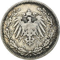 Monnaie, GERMANY - EMPIRE, 1/2 Mark, 1905, Munich, TTB+, Argent, KM:17 - 1/2 Mark