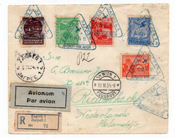 1934 KINGDOM OF YUGOSLAVIA, CROATIA, ZAGREB, REGISTERED COVER, FRONT ONLY, AIRMAIL TO NETHERLANDS - Airmail