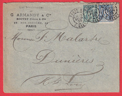 N°75 + 90 PERFORE G ARMANDY PARIS LEVEE EXCEPTIONNELLE PARIS E2 R BLEUE 1899 DUNIERES HAUTES LOIRE - 1877-1920: Periodo Semi Moderno