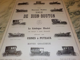 ANCIENNE PUBLICITE NOUVEAUX MODELES  DION BOUTON 1911 - Voitures