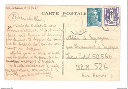 MILITARY MESSAGE & UN R F - 50 C. 1944 Liberation Timbre Sur POSTCARD - ILE DE BREHAT Le Port Clos Vu A Travers Les Pins - Ile De Bréhat