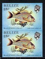 Belize 1984-88 Blue-striped Grunt 25c Def In U/M Imperf Pair (SG 774) - Belize (1973-...)