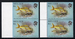Belize 1984-88 Snapper Fish $1 Def In U/M Imperf Pair Plus Normal Pair(SG 778) - Belize (1973-...)