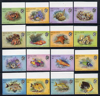 Belize 1984-88 Marine Life Definitive Set Of 16 Values Each In U/M Matched Marginal Imperf Singles (SG 766-81) - Belize (1973-...)