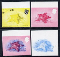 Belize 1984-88 Cushion Star 2c Def Imperf Progressive Marginal Proofs In Blue, Red, Red & Blue And Yellow & Black, 4 Pro - Belize (1973-...)