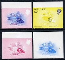 Belize 1984-88 Blueheads 15c Def Imperf Progressive Marginal Proofs In Blue, Red, Red & Blue And Yellow & Black, 4 Proof - Belize (1973-...)