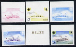 Belize 1983 World Communications $2 MV Heron Mail Ship X 6 Imperf Progressive Proofs Comprising Various Individual Or Co - Belize (1973-...)