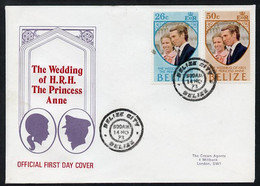 Belize 1973 Royal Wedding Set Of 2 On Illustrated Cover With First Day Cancel - Belize (1973-...)