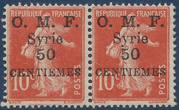 France Colonies Françaises Syrie N°71** Paire Avec Variété S De Millièmes Renversé Tenant à Normal RR Ainsi Non Signalé - Neufs