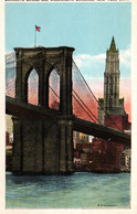 New York City - Brooklyn Bridge And Woolworth Building - Post Card Not Circulated - Brooklyn