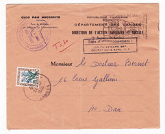Lettre Landes Mont De Marsan 1968 Taxe Clos Par Nécessité Direction De L'Action Sanitaire Et Sociale - 1960-.... Lettres & Documents
