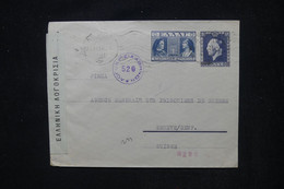 GRECE - Entier Postal De Athènes Pour L'Agence Des Prisonniers De Guerre De Genève Avec Contrôle Postal  - L 104269 - Enteros Postales