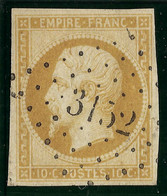FRANCE CLASSIQUE: Le Y&T 13A, 4 Marges, Ni Pli Ni Aminci, B Obl. PC 3152 (St Laurent-du-Jura, Ind.5) - 1853-1860 Napoléon III.