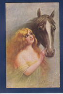 CPA Femme Avec Cheval Horse Illustrateur Femme Women écrite - 1900-1949