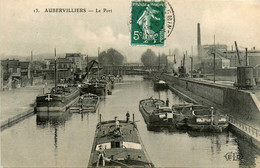 Aubervilliers * Péniches Batellerie * Le Port * Grues Péniche Barge Chaland - Aubervilliers