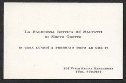 CARTE DE VISITE - BARONESSA BETTINA DE MALFATTI DI MONTE TRETTO - INVITATION - Cartes De Visite