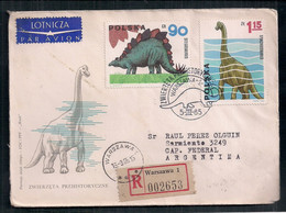 Couverture De La Pologne 1965 Avec Des Timbres De Dinosaures - Prehistorics