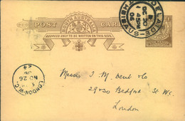 1906, 1 Penny Stationery Card From ADELAIDE To London. - Brieven En Documenten