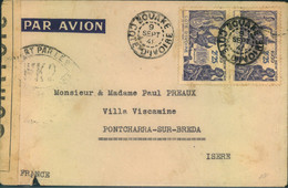 1941, Air Mail From BOUAKE Censored To Dep. Isere (unoccupied France) - Brieven En Documenten