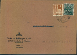 1948, 9.9., Seltene Mischfrankatur Bauten - Netzaufdruck, Fernbrief Ab DEISENHOFEN - Sonstige & Ohne Zuordnung