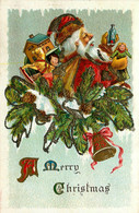 Santa Claus * CPA Illustrateur Gaufrée Embossed Et Paillettes * NOEL * Joyeux Noël Père Noel Merry Christmas Jouets - Santa Claus