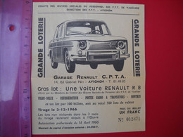Billet De Loterie De 1966 . A Gagner , Renault 18 , Solex , Montre .....uniface , Beau Format - Loterijbiljetten