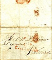 Prefilatelia Año 1833 Carta Gerona A Valencia Marca G17 Cataluña Y Porteo Rojo , Ramon Cerda - ...-1850 Prephilately