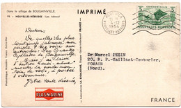 Port Vila 1954  - Carte Laboratoire Plasmarine Ionyl - Tabous Des Nouvelles Hébrides - Lettres & Documents