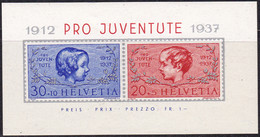 Schweiz, 1937, 318/19 Block 3, MNH **,  Pro Juventute - Blocks & Kleinbögen