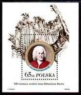 POLAND 1985 Bach Tercentenary Block With Additional Text  MNH / **.  Michel Block 97 II - Blocs & Hojas
