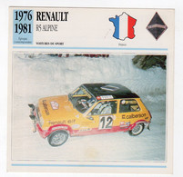Aot21  91210    Fiche Auto   Renault R 5 Alpine - Reclame