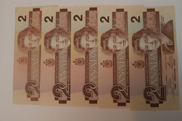 5 Bills Of 2 Dollars 1986 Canada - Otros – América