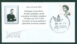 Jean MORIN, Dessinateur De Timbres / Stamps Designer; Signature Sur Enveloppe Souvenir; Sherbrooke (6610) - Lettres & Documents