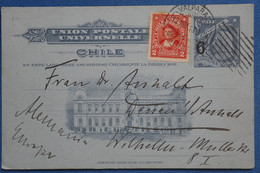 Z10 CHILE  BELLE LETTRE CARTE  1913  VALPARAISO   POUR   GERMANY+SURCHARGE + AFFRANCH. INTERESSANT - Chile