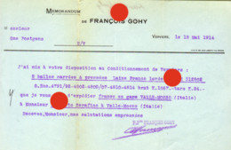 Verviers 1914 Textile FRANCOIS GOHY Balles De Laine à Expédier En Italie - Kleidung & Textil