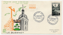 FRANCE - Enveloppe FDC - 8F Le Quesnoy - 1er Jour - 1er Juillet 1957 - 1950-1959