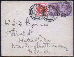 1896 GB ½d Jubilee + 1d Pair On Cover To USA - Lettres & Documents