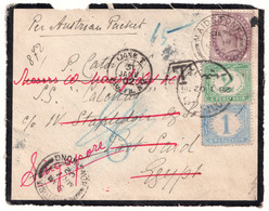 1902 GB MAIDSTONE Shortpaid To Egypt Via Austrian/french Packet To Singapore W/ Egyptian Dues & Hong Kong Transit - Lettres & Documents