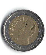 Monnaie Pièce 2 Euros Espagnole 2003 Défaut. 2 Entailles - Other & Unclassified