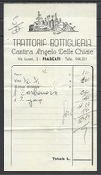 Itally. Frascati, Bill Of The Trattoria Bottigliera Cantina Angelo Delle Chiaie. '60s. - Italia