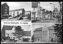 DDR Mehrbild Foto AK Um 1985 Gruß Aus Schkeuditz Bei Leipzig Mit Neubaugebiet, Kulturhaus, Viele DDR Oldtimer - Schkeuditz